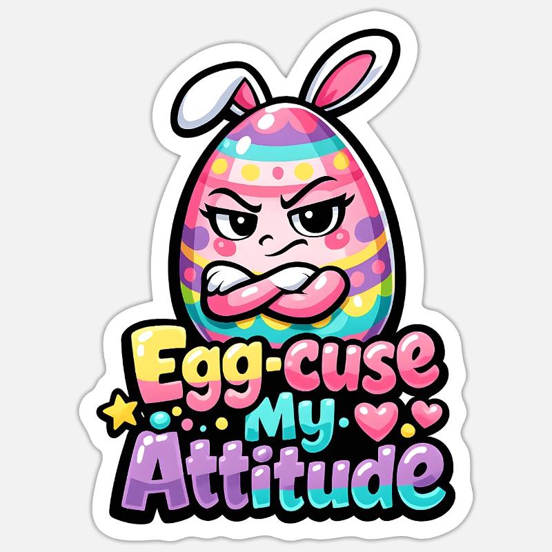 Excuse my Attitude Easter Pun Sticker size S (10 x 10 cm)