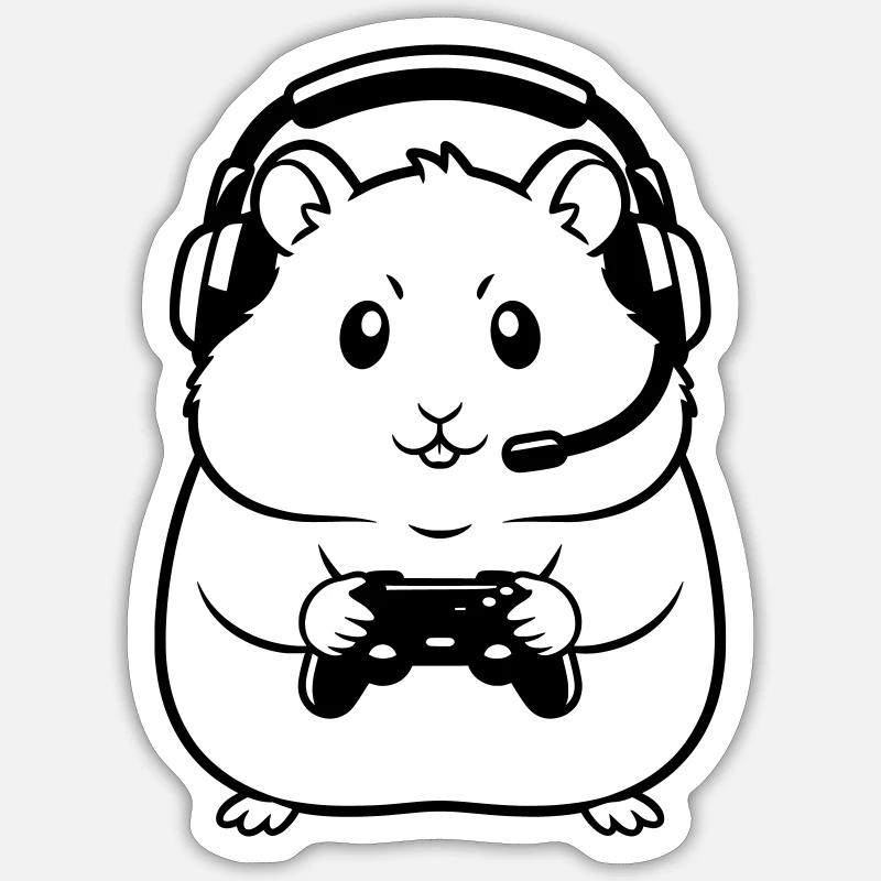 Gamer Hamster Controller Outline Sticker size S (10 x 10 cm)