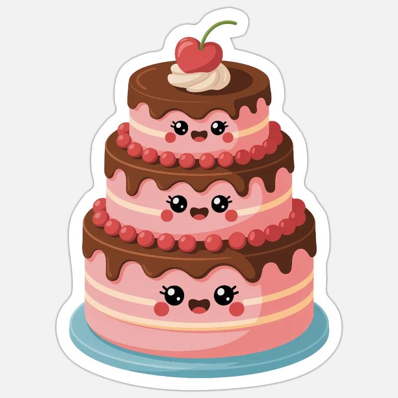 Cake Comic Cute - Sticker size S (10 x 10 cm) - white matte