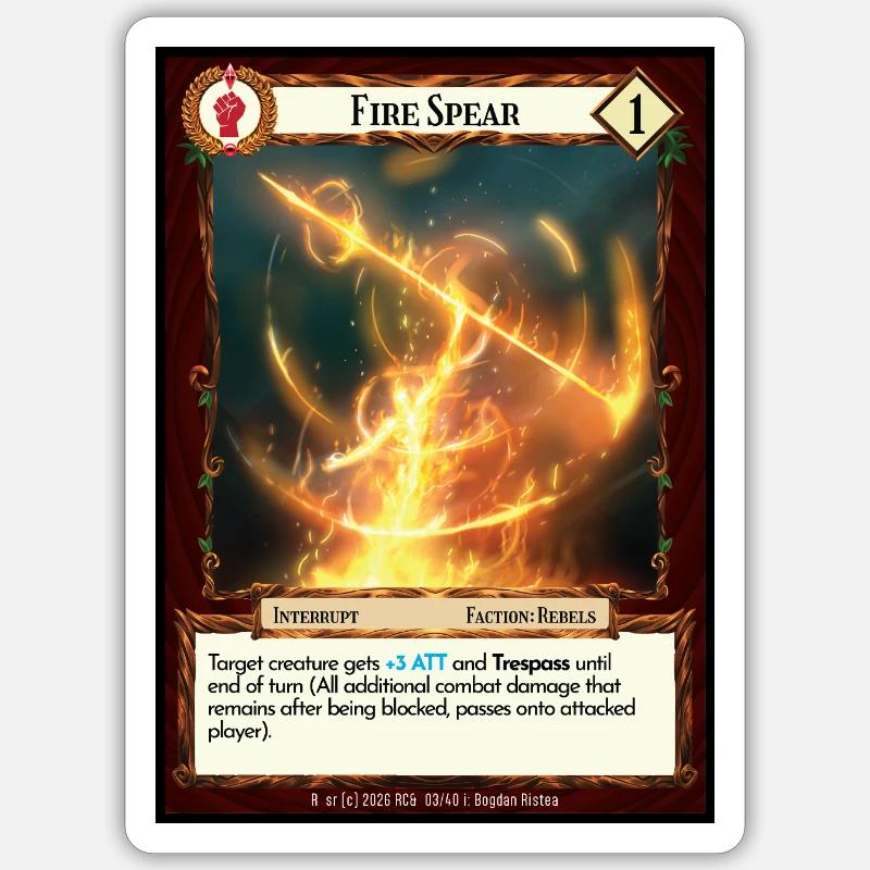 Fire Spear - Sticker Größe S (10 x 10 cm) - Mattweiß