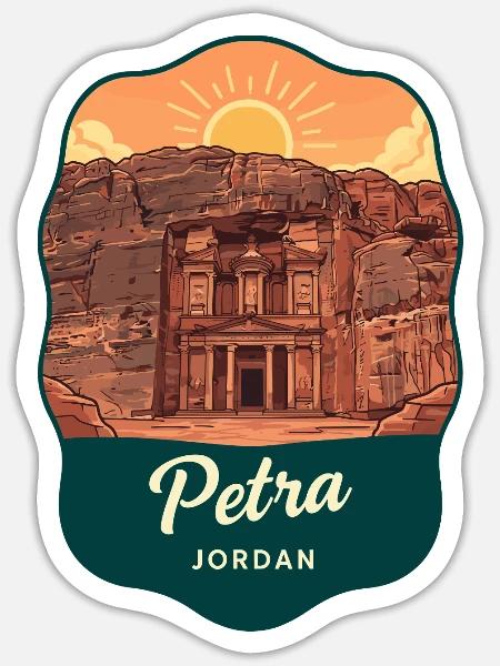Petra Jordan Treasury Vintage Sunset Abzeichen - Sticker Größe S (10 x 10 cm) - Mattweiß