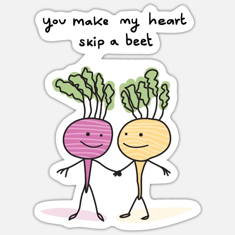 Duo Battement de Cœur de Betterave - Sticker taille S (10 x 10 cm) - blanc mat