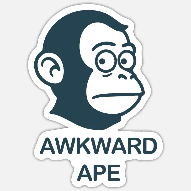 Awkward_Ape Chemise avec le logo - Sticker taille S (10 x 10 cm) - blanc mat