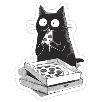 Pizza Cat - Sticker size S (10 x 10 cm) - white matte - Front