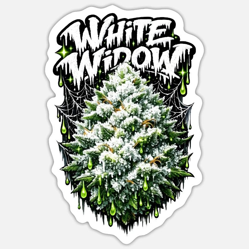 White Widow Cannabis Graffiti Print - Sticker size S (10 x 10 cm) - white matte