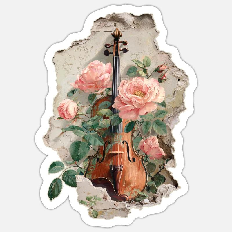 Geige Violine - Sticker Größe S (10 x 10 cm) - Mattweiß
