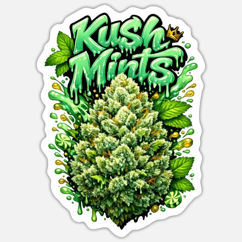 Kush Mints Graffiti Bud Print - Sticker size S (10 x 10 cm) - white matte