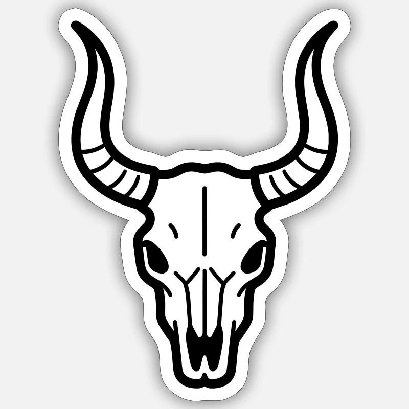 bull skull - Sticker size S (10 x 10 cm) - white matte