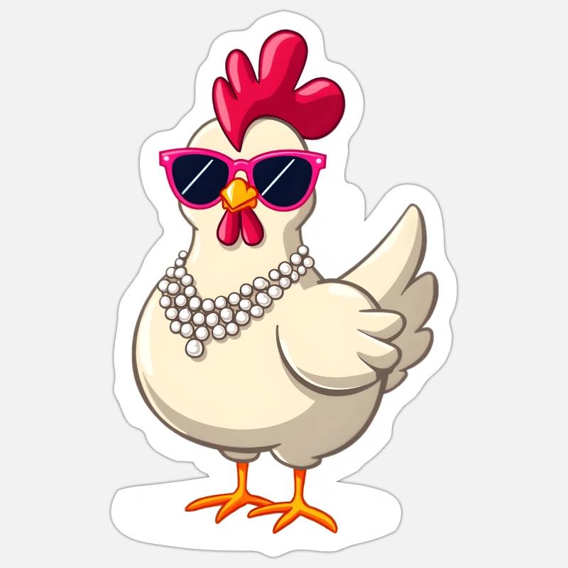 Poulet - Sticker taille S (10 x 10 cm) - blanc mat