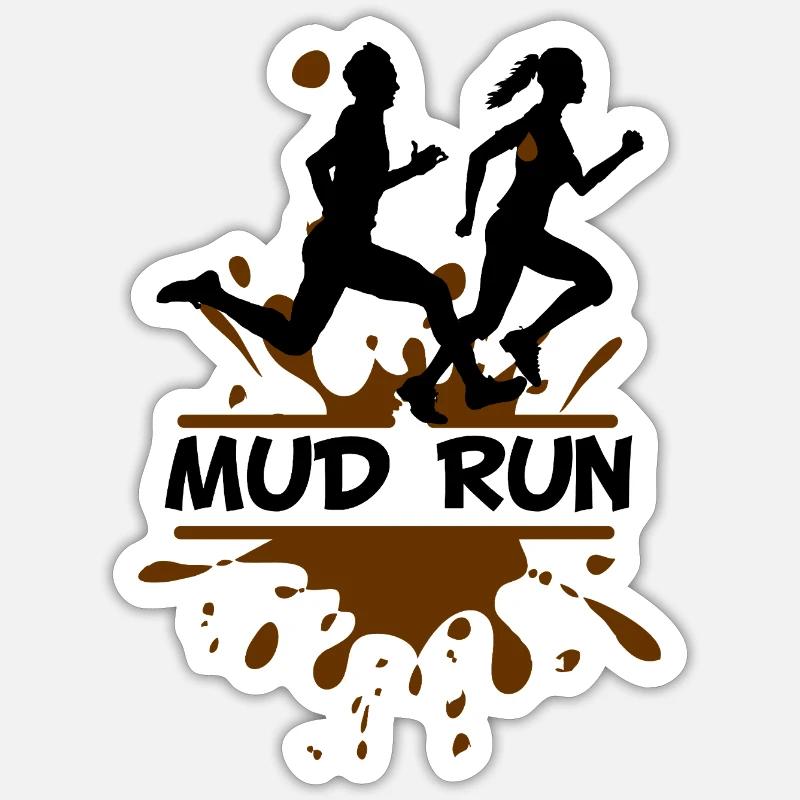 Mud Run Duo – Modder Runners - Sticker Größe S (10 x 10 cm) - Mattweiß