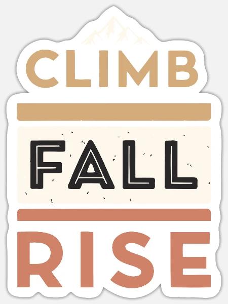 Bergaufstieg, Fall- und Aufstieg - Sticker Größe S (10 x 10 cm) - Mattweiß