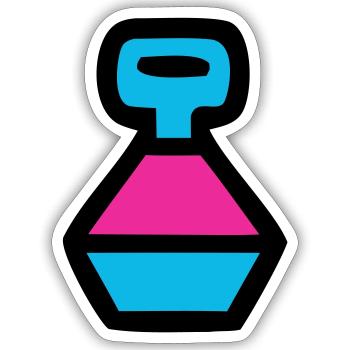  Retro Trinkflasche 90er Pop Art - Sticker Größe S (10 x 10 cm) - Mattweiß - Vorne