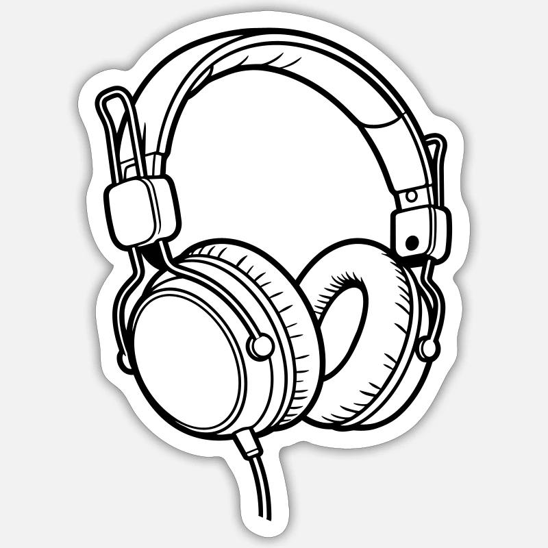Kopfhörer - Sticker Größe S (10 x 10 cm) - Mattweiß