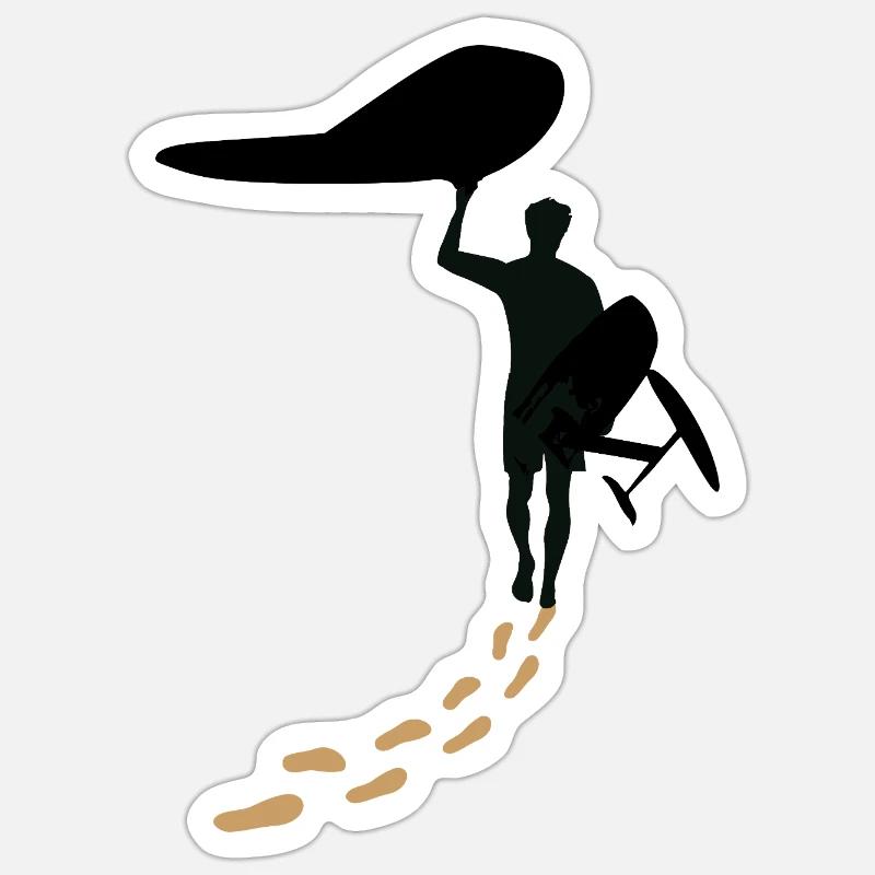Wingfoiler avec des pas - Sticker taille S (10 x 10 cm) - blanc mat