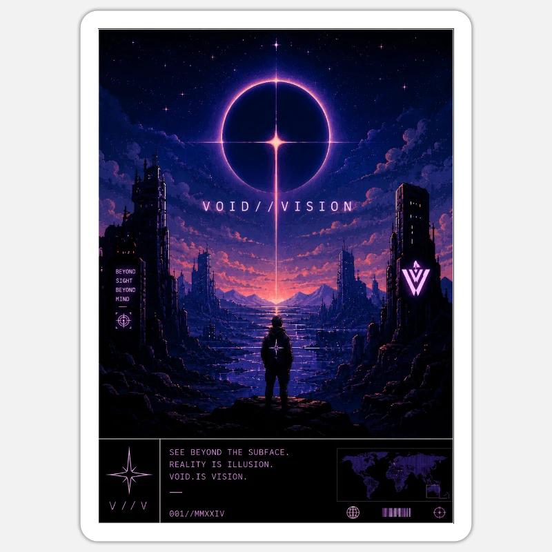 VOID//VISION – Pixel Void Dreams - Sticker size S (10 x 10 cm) - white matte