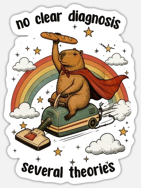 Biber auf Staubsauger im Regenbogen - Sticker Größe S (10 x 10 cm) - Mattweiß