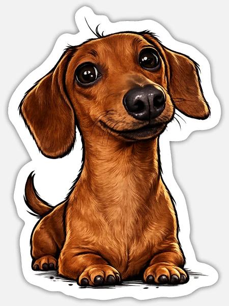 Liebenswerter Dackel Cartoon - Sticker Größe S (10 x 10 cm) - Mattweiß