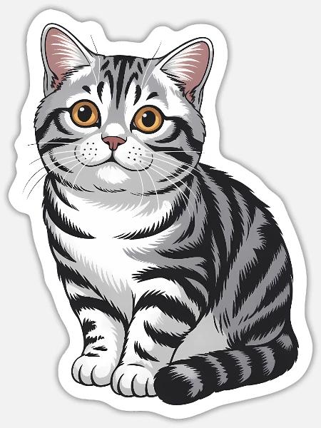 Tabby-Katzenporträt - Sticker Größe S (10 x 10 cm) - Mattweiß