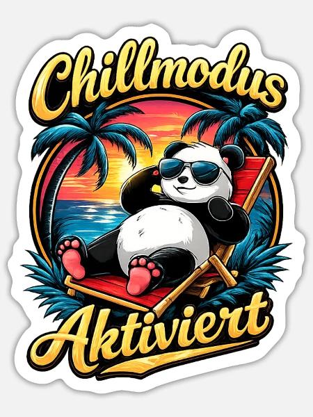 Chillmodus Aktiviert Panda Sommer - Sticker Größe S (10 x 10 cm) - Mattweiß