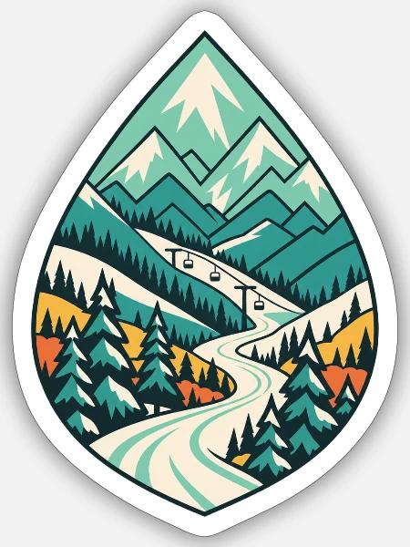 Teardrop Berglandschaft - Sticker Größe S (10 x 10 cm) - Mattweiß
