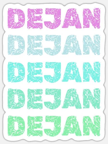 Dejan Gradient Grunge Schriftzug - Sticker Größe S (10 x 10 cm) - Mattweiß