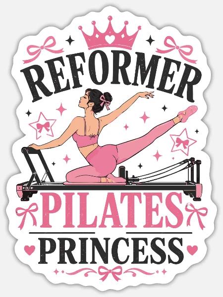 Meditation Pilates REFORMER-PRINCESS-PILATES Yoga - Sticker Größe S (10 x 10 cm) - Mattweiß