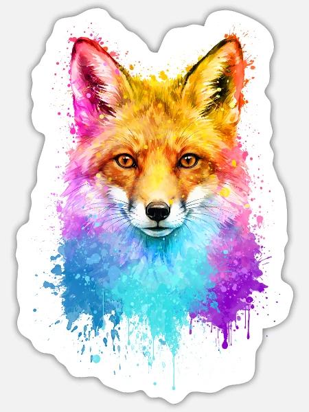 Fuchs Aquarell Illustration - Sticker Größe S (10 x 10 cm) - Mattweiß