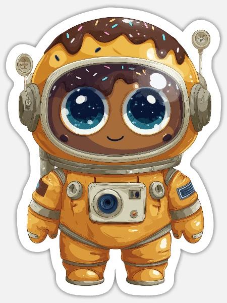 Donut-Astronaut Abenteuerkunst - Sticker Größe S (10 x 10 cm) - Mattweiß