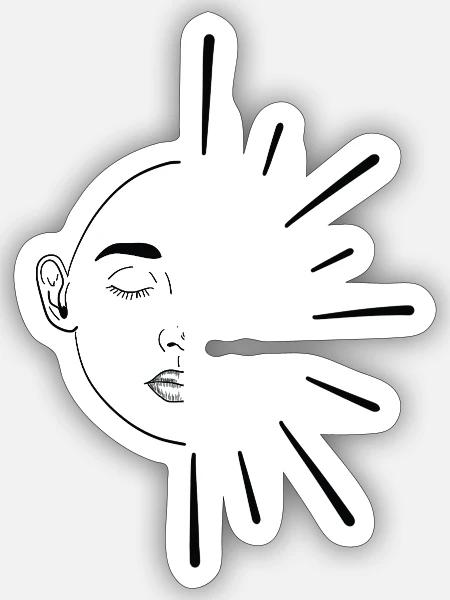 Liniensonne Gesichts-Sonnenburst - Sticker Größe S (10 x 10 cm) - Mattweiß