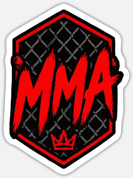 MMA Kronenmotiv Käfignetz - Sticker Größe S (10 x 10 cm) - Mattweiß