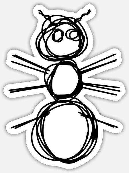 Ameise handgezeichnet - Sticker Größe S (10 x 10 cm) - Mattweiß