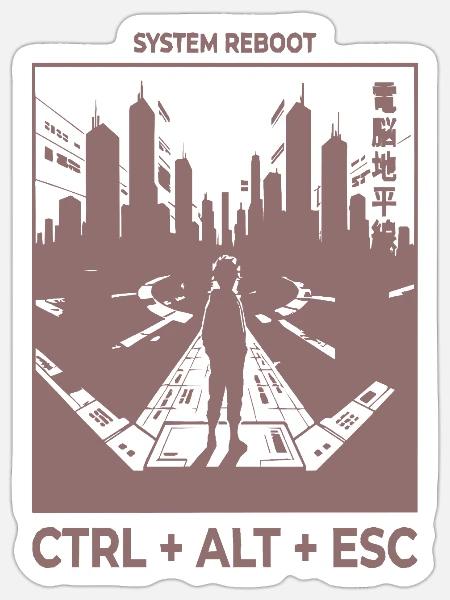 System Reboot Skyline - Sticker Größe S (10 x 10 cm) - Mattweiß