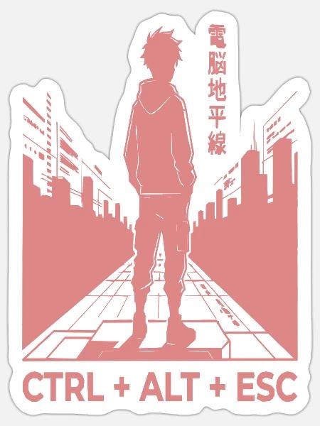 Ctrl Alt Escape Streetwear Silhouette - Sticker Größe S (10 x 10 cm) - Mattweiß
