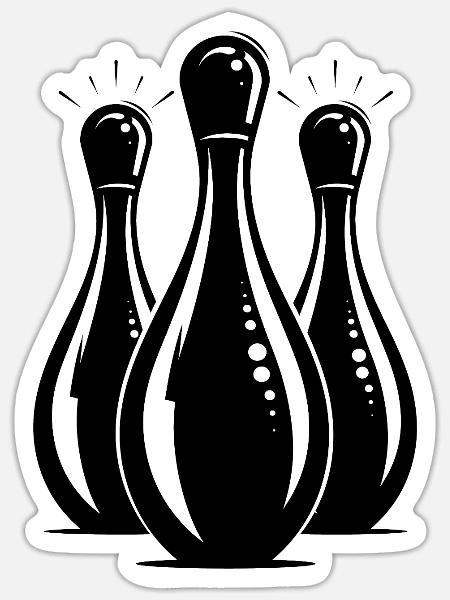 Bowling Grafik - Sticker Größe S (10 x 10 cm) - Mattweiß