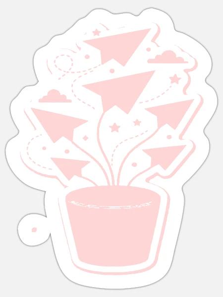 Pastellpapierflug Blütenzauber - Sticker Größe S (10 x 10 cm) - Mattweiß
