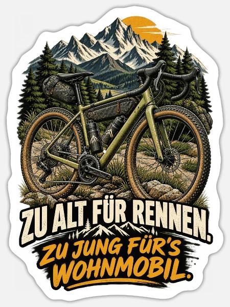 Zu alt für Rennen. Zu jung fürs Wohnmobil - Sticker Größe S (10 x 10 cm) - Mattweiß