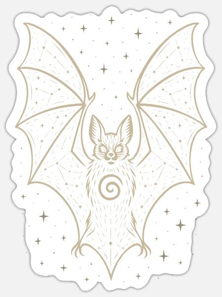 Fledermaus mit Sternenhimmel - Samhain Halloween - Sticker Größe S (10 x 10 cm) - Mattweiß