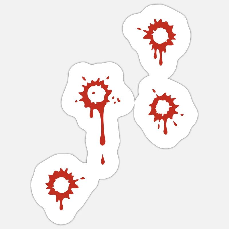 4 EINSCHUSS LÖCHER - Sticker Größe S (10 x 10 cm) - Mattweiß