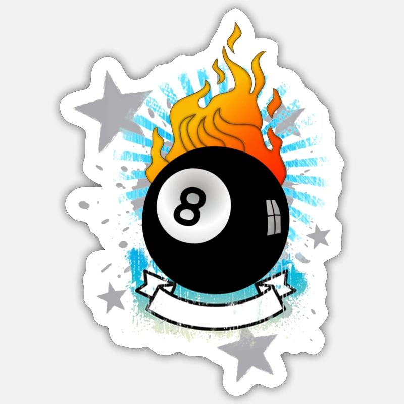 Brûler 8-Ball (conception de billard) 01 Sticker taille S (10 x 10 cm)