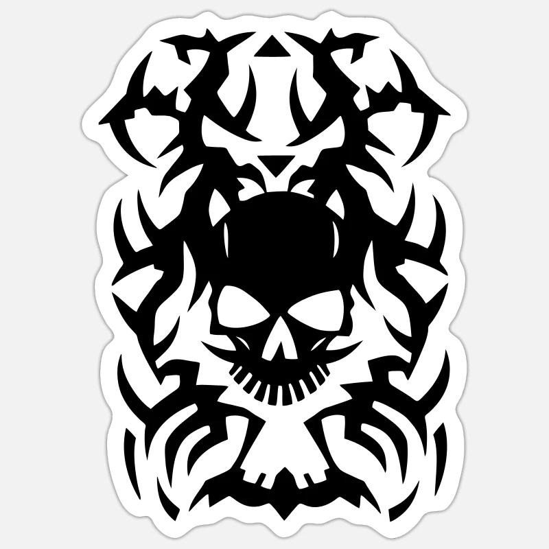 rocktribalskull_7_einfar - Sticker size S (10 x 10 cm) - white matte