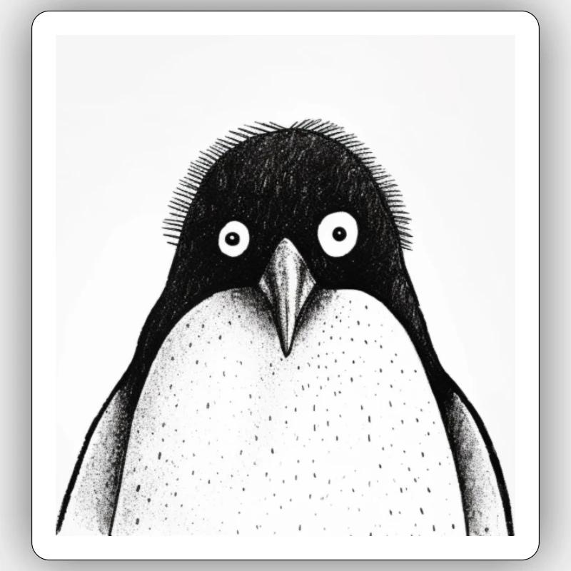 Penguin Pops: Minimalistic Comic Tee Sticker size S (10 x 10 cm)