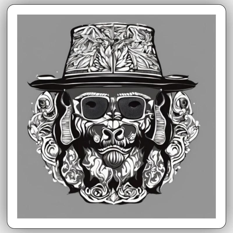 Königs Affe - Sticker Größe S (10 x 10 cm) - Mattweiß