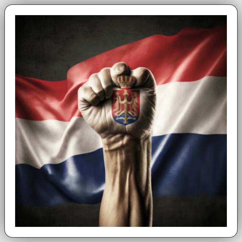 Drapeau serbe à main forte Sticker taille S (10 x 10 cm)