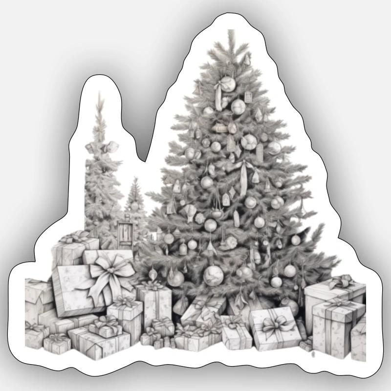 Tannenbaum - Sticker Größe S (10 x 10 cm) - Mattweiß
