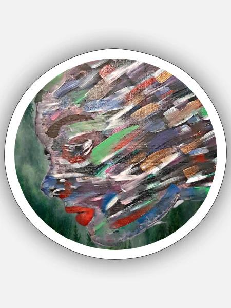Gesicht Wald - Sticker Größe S (10 x 10 cm) - Mattweiß