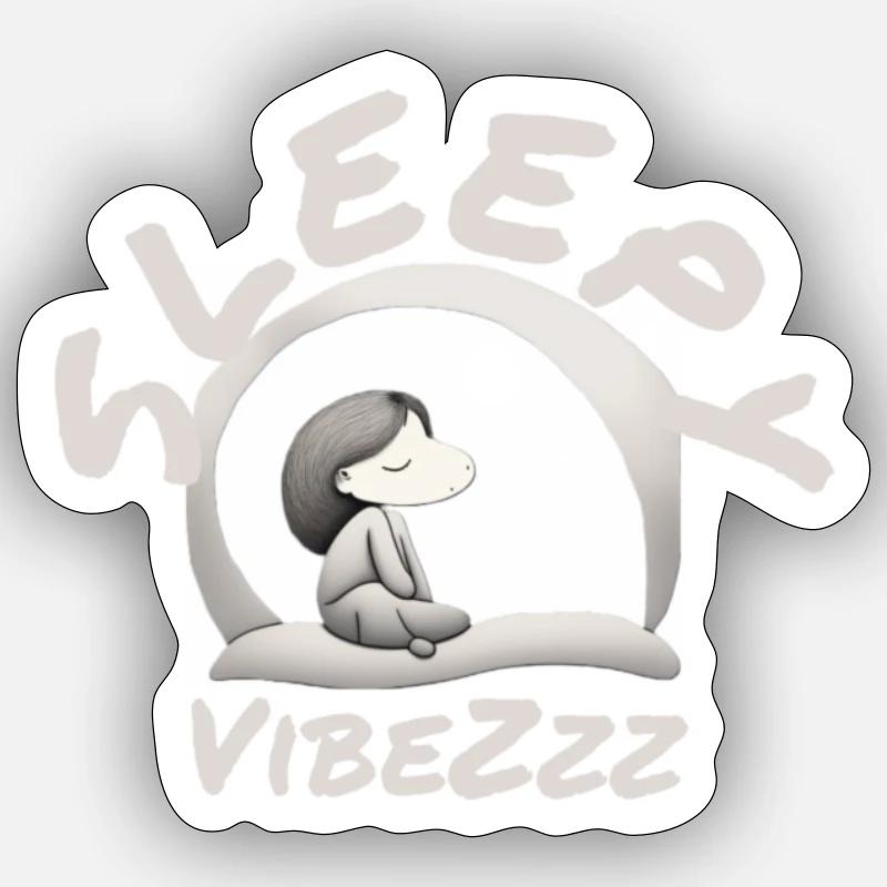 Vibezzz endormi - Sticker taille S (10 x 10 cm) - blanc mat
