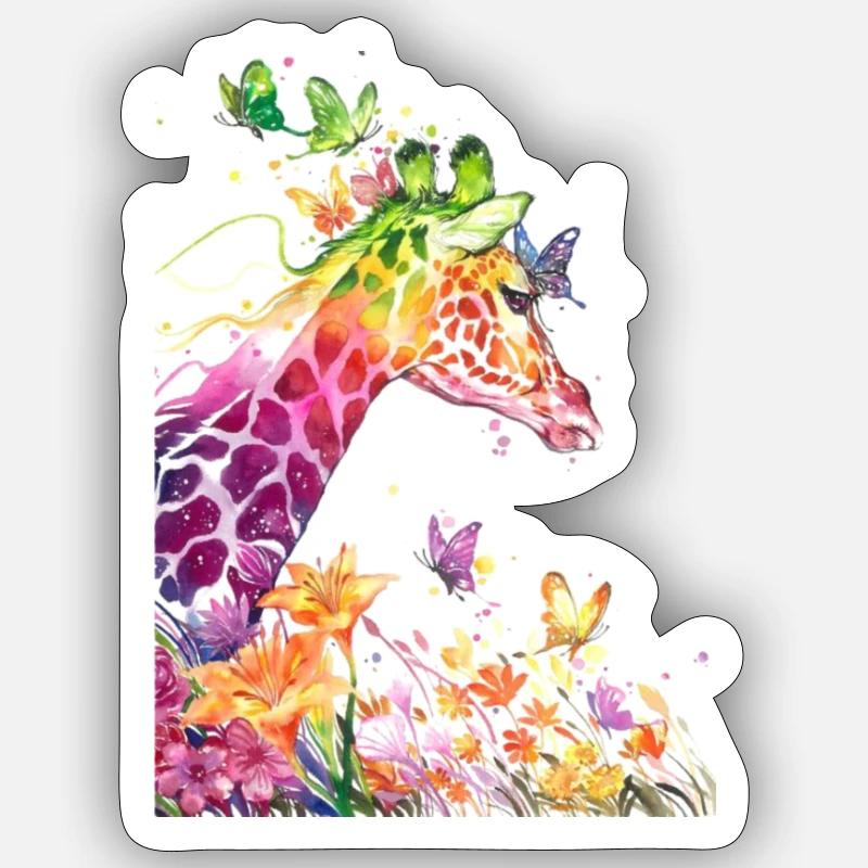 Giraffe - Sticker Größe S (10 x 10 cm) - Mattweiß
