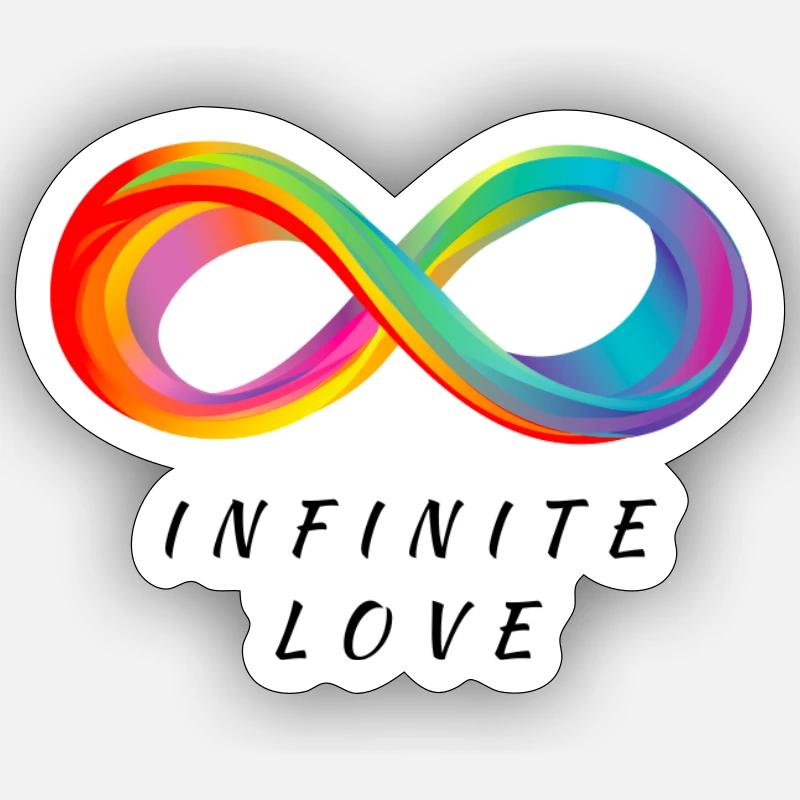 Amour infini - Signe d’infini coloré - Sticker taille S (10 x 10 cm) - blanc mat