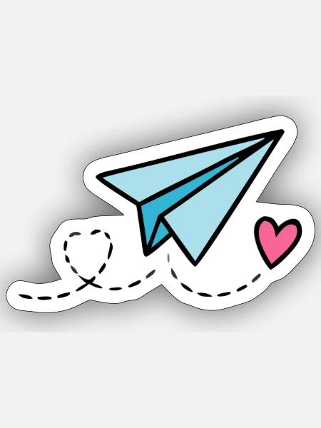 Papierflug Herz Geometrischer Print - Sticker Größe S (10 x 10 cm) - Mattweiß