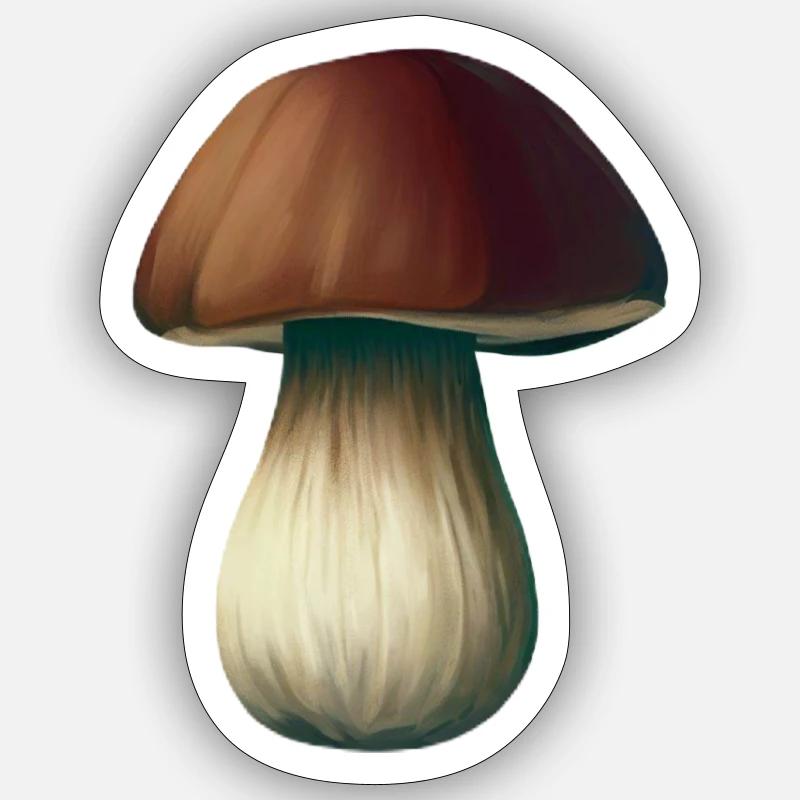 Cèpes de champignons - Sticker taille S (10 x 10 cm) - blanc mat